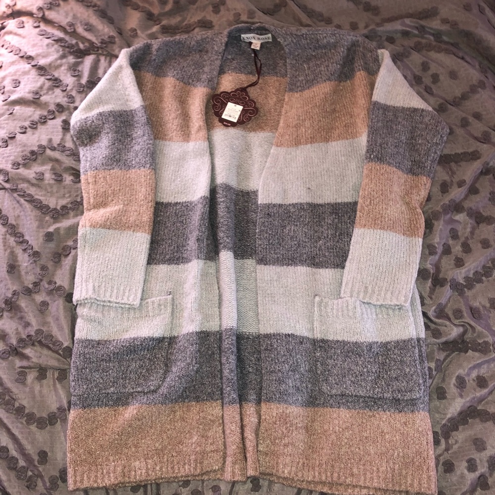 neutral striped cardigan